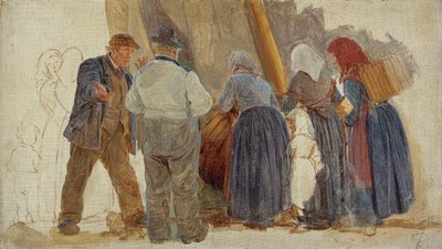 Mañana en Hornbæk. Hombres y mujeres negociando de Peder Severin Krøyer